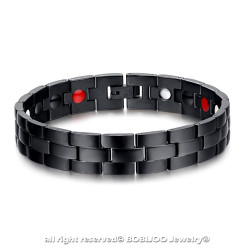 BR0207 BOBIJOO Jewelry Bracelet Curb Chain Man Stainless Steel Black Magnets