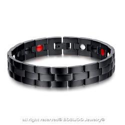 Bracelet Gourmette Homme Acier Inoxydable Noir Aimants bobijoo