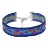 COF0020B BOBIJOO Jewelry Collar de Cuello redondo Flor de Tela Azul Bohemia