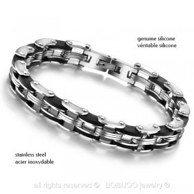 BR0015 BOBIJOO Jewelry Bracelet Chain Man stainless Steel, Silicone 8 mm