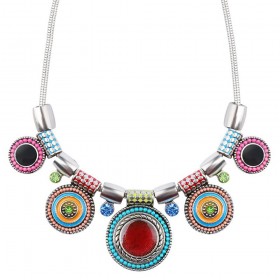 Collier Femme Multicolore Emaillé Ethnique Bohème bobijoo