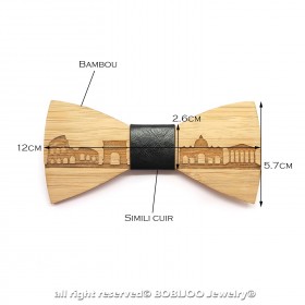 NP0020 BOBIJOO Jewelry Bow tie wood bamboo Rome Italy