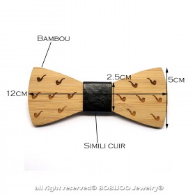 NP0021 BOBIJOO JEWELRY Bow Tie Wood Bamboo Pipe