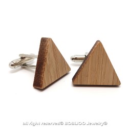 BM0027 BOBIJOO Jewelry Manschettenknöpfe Holz, Dreieck, Geometrie