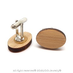 BM0031 BOBIJOO Jewelry Manschettenknöpfe Holz Oval Rugby