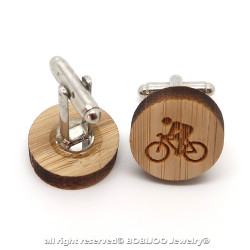 BM0032 BOBIJOO Jewelry Manschettenknöpfe Holz Radfahrer Fahrrad