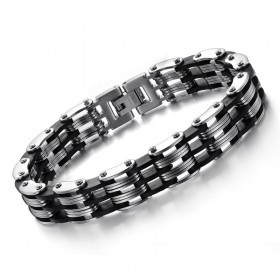 BR0018 BOBIJOO Jewelry Bracelet Chain Man stainless Steel, Silicone 12 mm