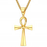 PE0071 BOBIJOO JEWELRY Kreuz des Lebens Anhänger 60 mm Edelstahl Goldkette