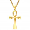 PE0071 BOBIJOO JEWELRY Ciondolo Croce della Vita 60mm Collana in Acciaio Inossidabile Oro