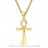 PE0071 BOBIJOO JEWELRY Kreuz des Lebens Anhänger 60 mm Edelstahl Goldkette