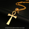 PE0071 BOBIJOO JEWELRY Ciondolo Croce della Vita 60mm Collana in Acciaio Inossidabile Oro