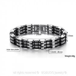 BR0018 BOBIJOO Jewelry Bracelet Chain Man stainless Steel, Silicone 12 mm
