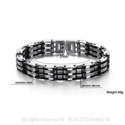 BR0018 BOBIJOO Jewelry Bracelet Chain Man stainless Steel, Silicone 12 mm
