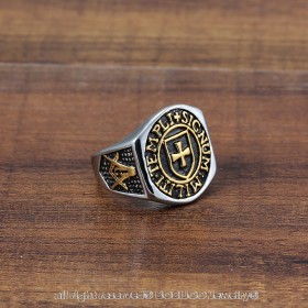 BA0068 BOBIJOO Jewelry Anello Sigillo Templare Croce Frank Mason Templi Signum Militi