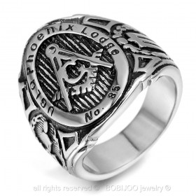 BA0187 BOBIJOO Jewelry Signet Ring Freemasonry UGLQ PHOENIX LOGDE 85