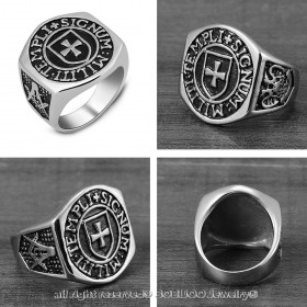 BA0188 BOBIJOO Jewelry Ring Siegelring Kreuz Templer-Freimaurer Signum Templi Militi