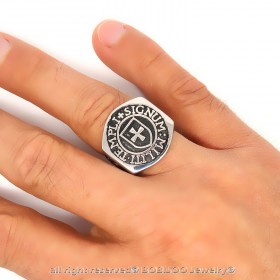 BA0188 BOBIJOO Jewelry Anillo Sortija De Sello De La Cruz De Los Templarios Frank Mason Templi Signum Militi