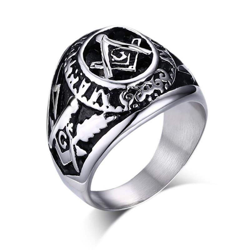 BA0203 BOBIJOO Jewelry Ring Siegelring Master Mason Freimaurer