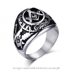 BA0203 BOBIJOO Jewelry Ring, Signet Ring, Master Mason Freemasonry