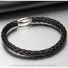 BR0226 BOBIJOO Jewelry Bracelet Man Genuine Leather Black Twisted Steel