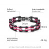 BR0225 BOBIJOO Jewelry Bracciale In Sistema Misto Acciaio-Catena Moto Moto Nero Strass Rosa