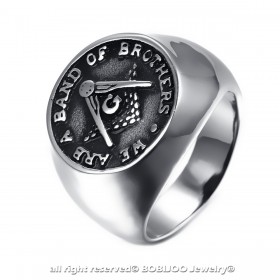 BA0189 BOBIJOO Jewelry Ring Signet Steel Freemason Band Of Brothers