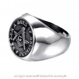 BA0189 BOBIJOO Jewelry Ring Signet Steel Freemason Band Of Brothers