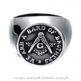 BA0189 BOBIJOO Jewelry Anello Sigillo In Acciaio Massone Band Of Brothers