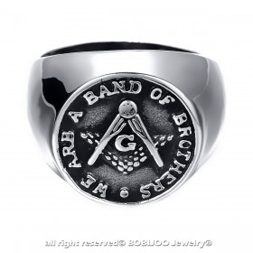 BA0189 BOBIJOO Jewelry Ring Signet Steel Freemason Band Of Brothers