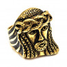 BA0190 BOBIJOO Jewelry Breit Ring Siegelring Edelstahl Vergoldet Jesus