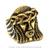 Large Bague Chevalière Acier Inoxydable Doré Jesus bobijoo