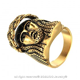 BA0190 BOBIJOO Jewelry Large Ring Signet Ring Stainless Steel Golden Jesus