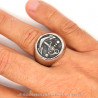 BA0191 BOBIJOO Jewelry Ring Siegelring Runden Stahl-Silber-Anker-Marine