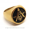 BA0192 BOBIJOO Jewelry Ring Siegelring Runde Goldfarbene Feingold Freimaurerei