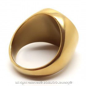 BA0192 BOBIJOO Jewelry Ring Signet Ring, Round Gold Plated End Freemasonry