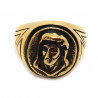 BA0194 BOBIJOO Jewelry Round Ring Man Steel Golden Gold Fine Black Head, Jesus Christ