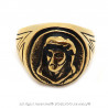 BA0194 BOBIJOO Jewelry Round Ring Man Steel Golden Gold Fine Black Head, Jesus Christ