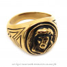 BA0194 BOBIJOO Jewelry Round Ring Man Steel Golden Gold Fine Black Head, Jesus Christ