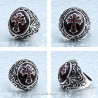 BA0205 BOBIJOO Jewelry Anello anello Uomo Rosso latino Croce templare in Acciaio