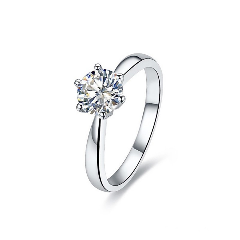 SOL0001 BOBIJOO Jewelry Anillo Solitario de Plata óxido de Circonio de 7 mm 6 garras