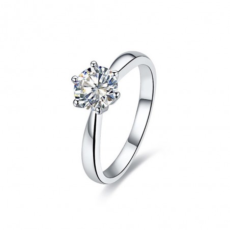 SOL0001 BOBIJOO Jewelry Anillo Solitario de Plata óxido de Circonio de 7 mm 6 garras