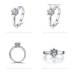 SOL0001 BOBIJOO Jewelry Anello Solitario Argento Zirconia 7mm 6 artigli