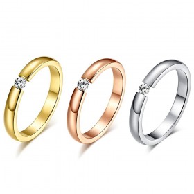 Solitaire Alliance Bague Acier Argenté Doré Rose bobijoo