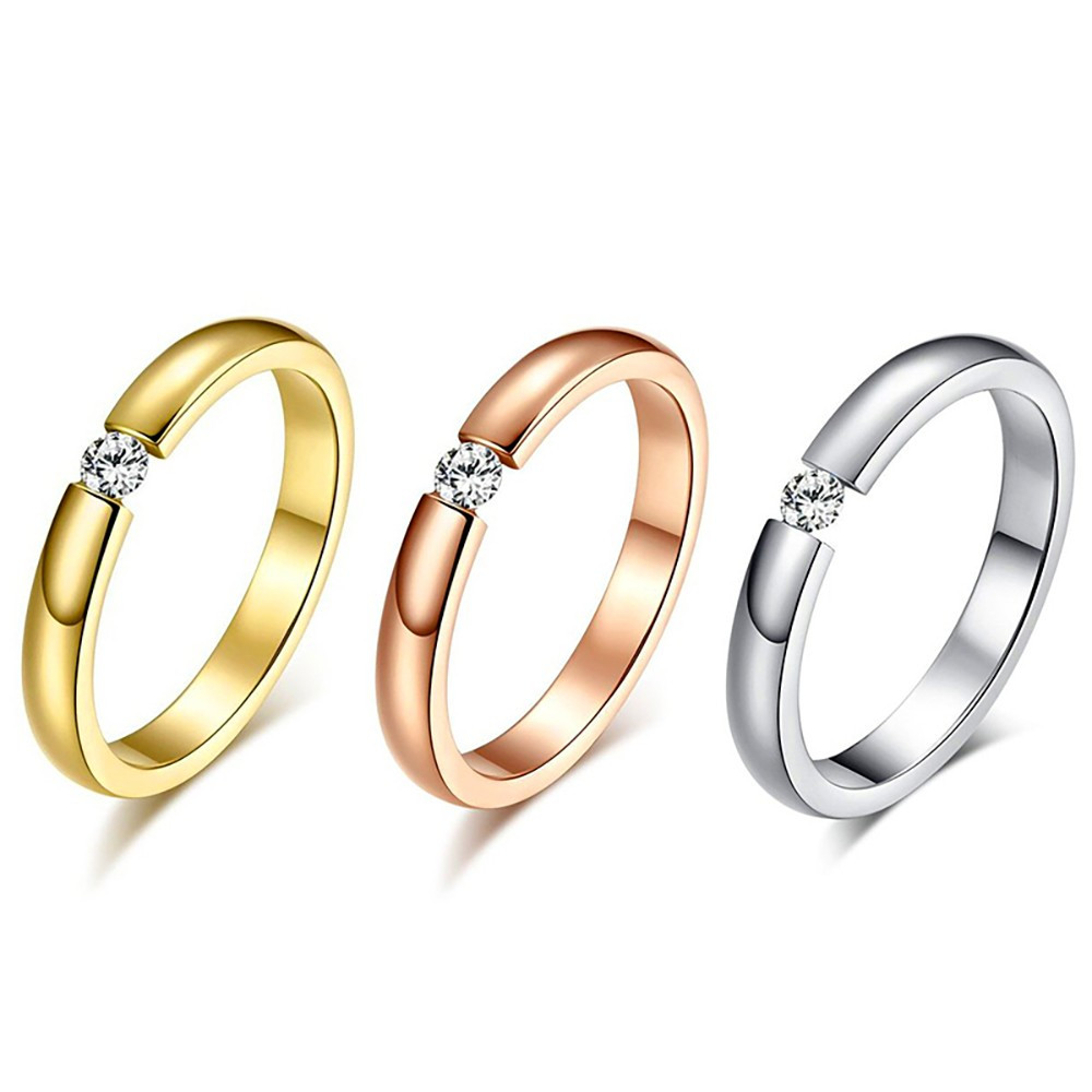 SOL0002 BOBIJOO Jewelry Lonely Alliance Ring Steel Silver Golden Pink