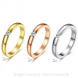 SOL0002 BOBIJOO Jewelry Lonely Alleanza Anello In Acciaio Argento Oro Rosa