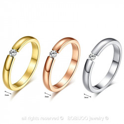 SOL0002 BOBIJOO Jewelry Solitaire-Alliance-Ring Stahl Silber Rose Gold