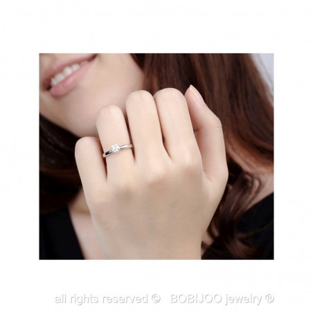 SOL0004 BOBIJOO Jewelry Ring Solitaire Silver Zirconia 6mm 6 claws
