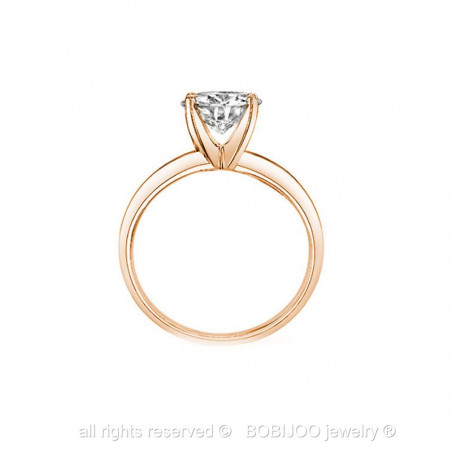 Bague Solitaire Rose Gold Zirconium 7mm 4 griffes bobijoo