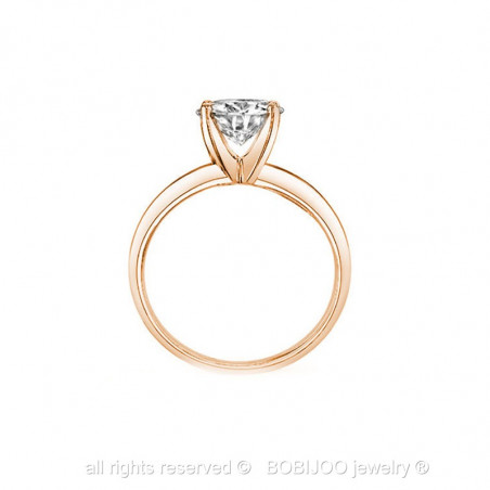 SOL0005 BOBIJOO Jewelry Ring Solitaire Rose Gold, Zirkonium-7mm 4-armig