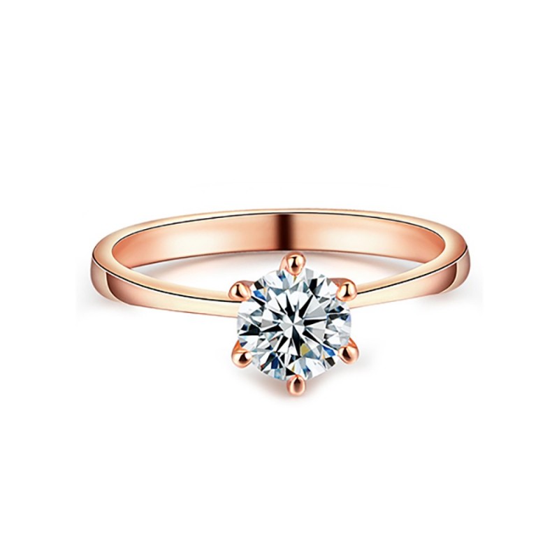 SOL0006 BOBIJOO Jewelry Anillo Solitario en Oro Rosa Zirconia 6mm 6 garras
